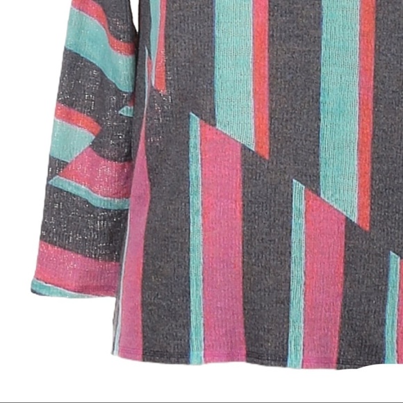 Nally & Millie Stripe Color Block 3/4 Sleeve Pullover Sweater Size XL - Picture 4 of 9